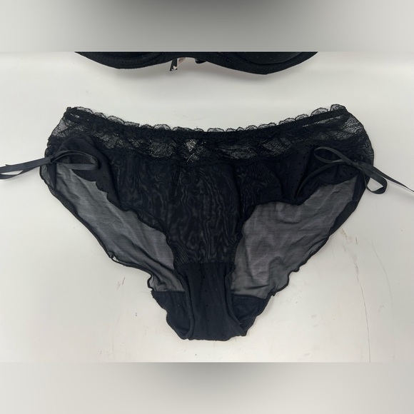 Adore Me Black Lace Polka Dot Bow Adjustable Straps Bra 36C - Picture 9 of 13